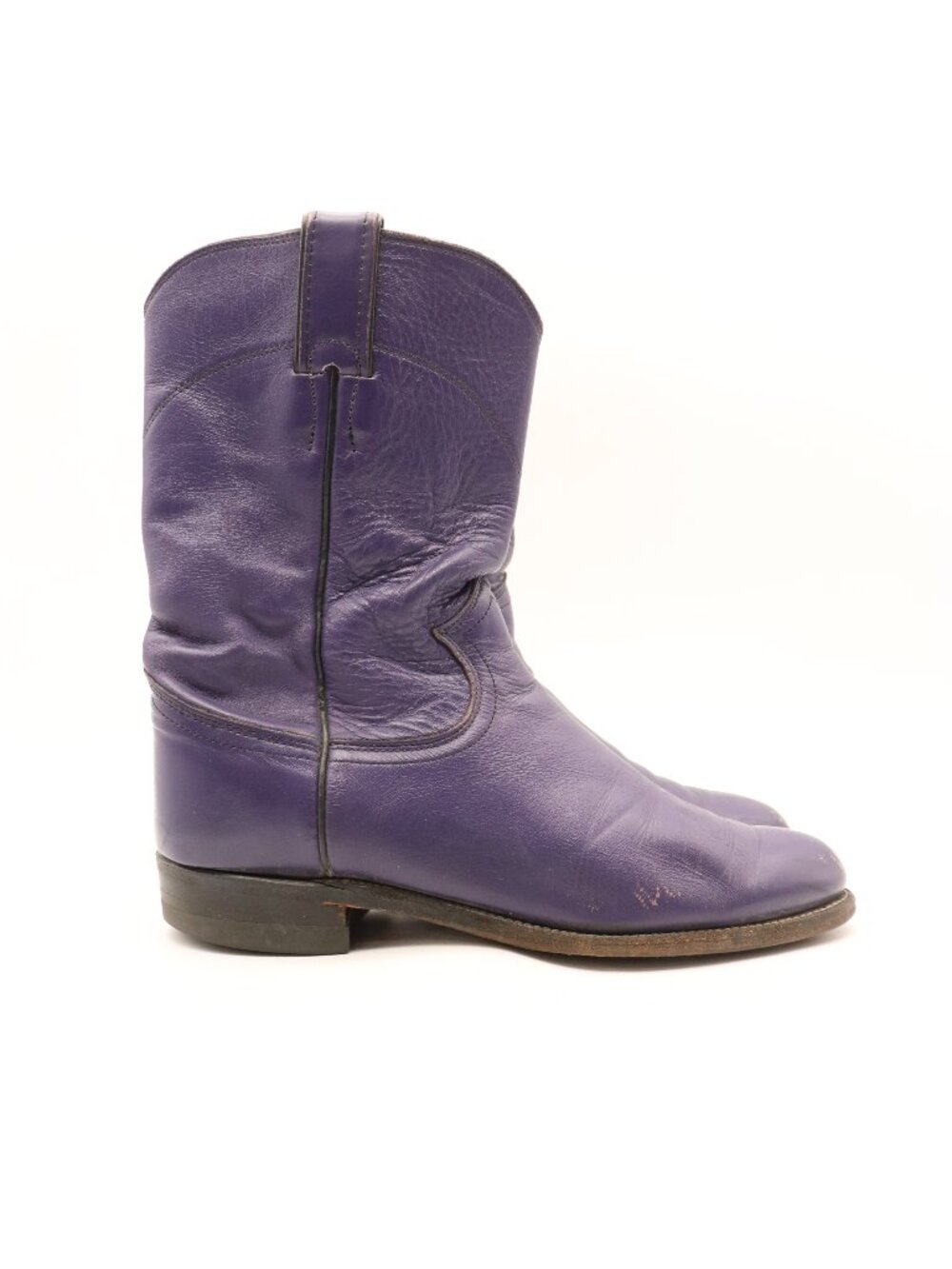Justin Roper Women's Size 6.5 C Cowgirl Boots Purple  Western Pull On USA